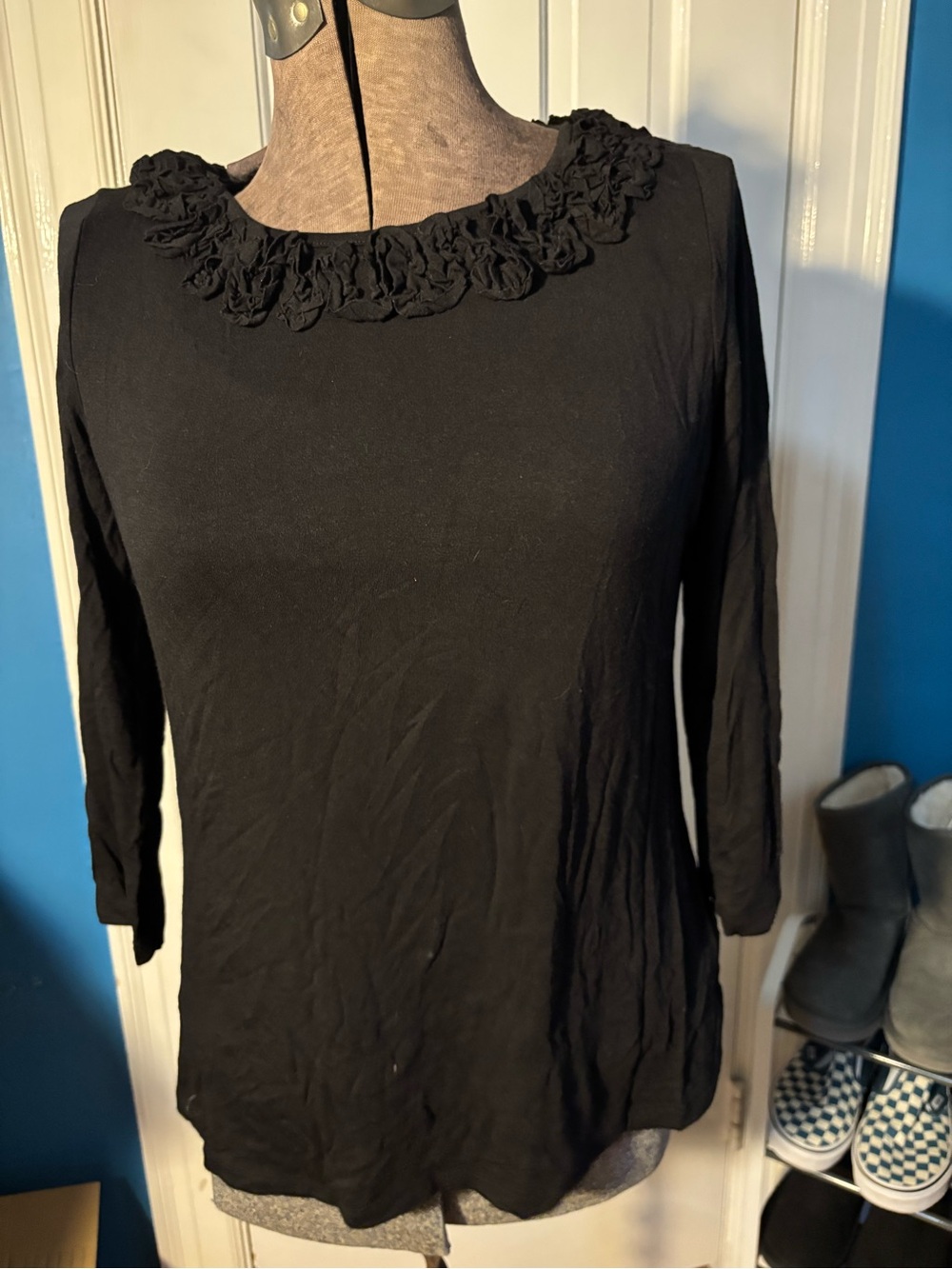 CHARTER CLUB Size M Black Perfectly Soft Pima Cotton Round Neck Pull Over Top